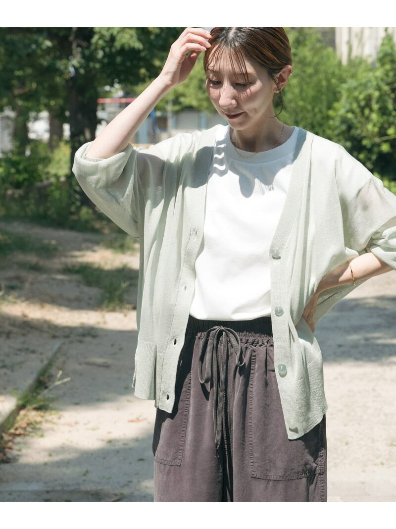 【SALE／20%OFF】シアーVネックニットカーディガン URBAN RESEARCH ITEMS アーバンリサーチアイテムズ トップス カーディガン ブラック【RBA_E】【送料無料】[Rakuten Fashion]
