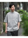 【SALE／50%OFF】バンドカラー シャンタン半袖シャツ URBAN RESEARCH ITEMS アーバンリサーチアイテムズ トップス シャツ・ブラウス グレー イエロー ブルー ブラック【RBA_E】[Rakuten Fashion]