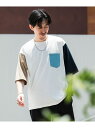 【SALE／36%OFF】ソデキリカエ ポケットTシャツ URBAN RESEARCH ITEMS アーバンリサーチアイテムズ トップス カットソー・Tシャツ ホワイト ブラック カーキ【RBA_E】[Rakuten Fashion]