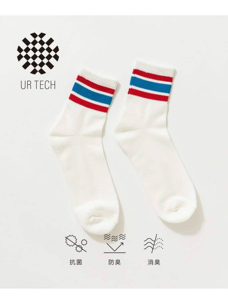 『UR TECH』ラインショートソックス URBAN RESEARCH アーバンリサーチ 靴下・レッグウェア 靴下 レッド ホワイト[Rakuten Fashion]