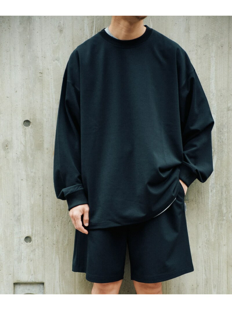 【予約】FUNCTIONAL WIDE LONG-SLEEVE T-SHIRTS URBAN RESEARCH アーバンリサーチ トップス カットソー・Tシャツ ブラック ネイビー【先行予約】*【送料無料】[Rakuten Fashion]