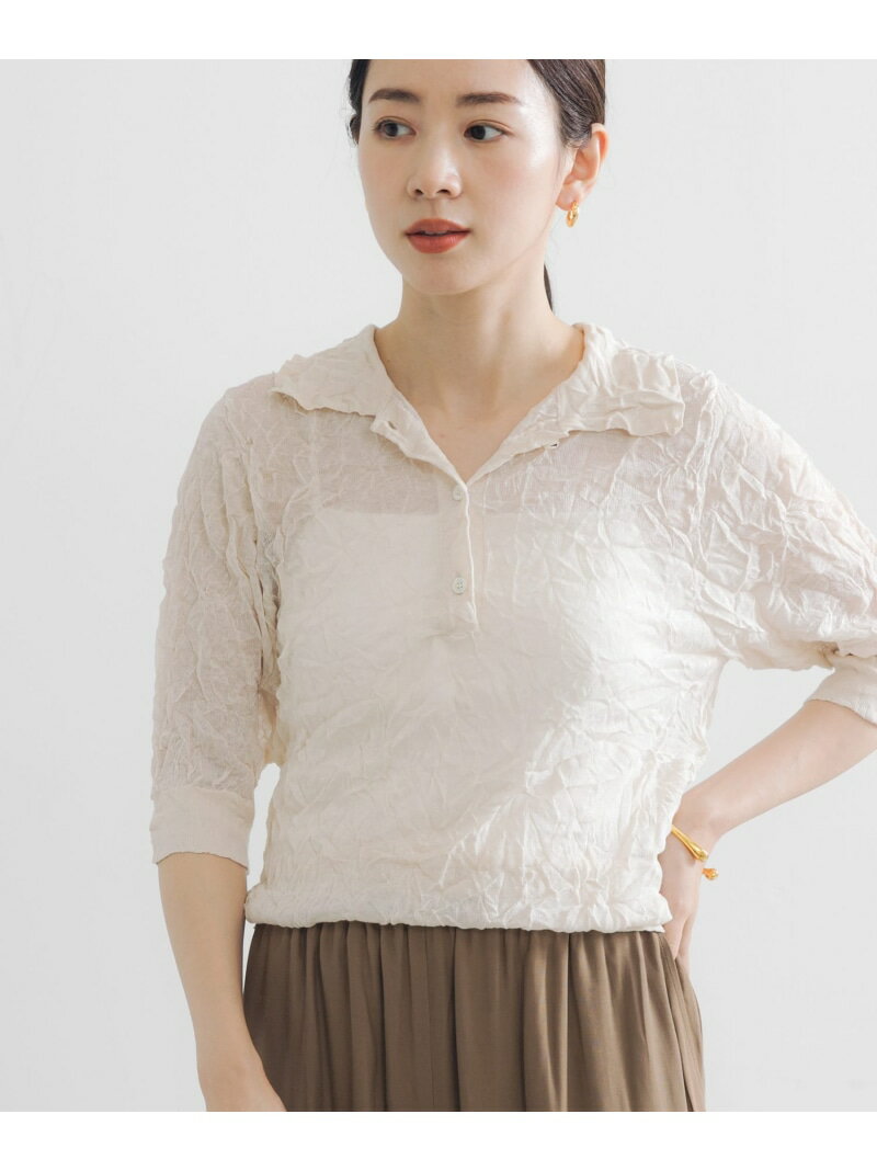 【SALE／50%OFF】new basic リネン混ワッシャーシャツカラーニット URBAN RESEARCH アーバンリサーチ トップス ニット ブルー ベージュ イエロー【RBA_E】【送料無料】[Rakuten Fashion]のサムネイル