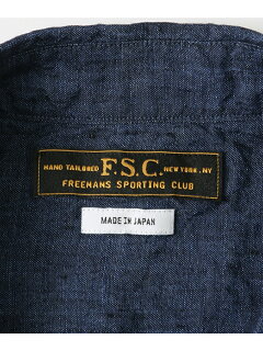 Freemans Sporting Club JP Linen Chambray Cutter Shirt UF74-13B006: Navy Freemans Sporting Club JP Linen Chambray Cutter Shirt UF74-13B006: Navy