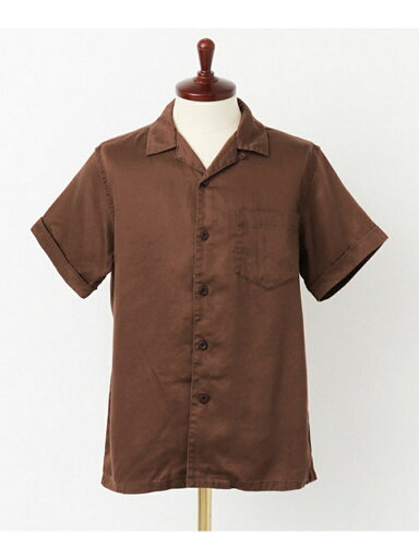Lyocell Chino Box Shirt UF65-13R003: Brown Lyocell Chino Box Shirt UF65-13R003: Brown