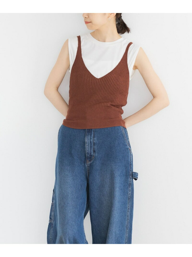 【SALE／50%OFF】ニットキャミソール URBAN RESEARCH アーバンリサーチ トップス キャミソール ブラッ..