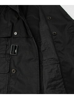Cotton Nylon Mackinaw Coat UF52-17R018: Black Cotton Nylon Mackinaw Coat UF52-17R018: Black