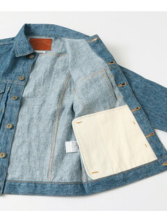 JP Linen Denim G Jacket UF74-17B007: Blue / White JP Linen Denim G Jacket UF74-17B007: Blue / White