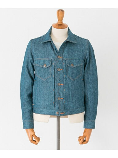 JP Linen Denim G Jacket UF74-17B007: Blue / White JP Linen Denim G Jacket UF74-17B007: Blue / White