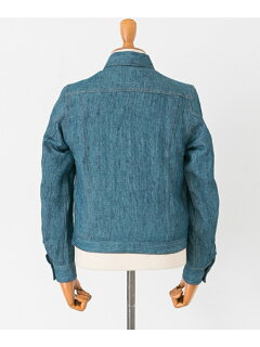 JP Linen Denim G Jacket UF74-17B007: Blue / White JP Linen Denim G Jacket UF74-17B007: Blue / White