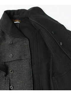 Wool Cotton Mackinaw Coat UF52-17R006: Charcoal Wool Cotton Mackinaw Coat UF52-17R006: Charcoal