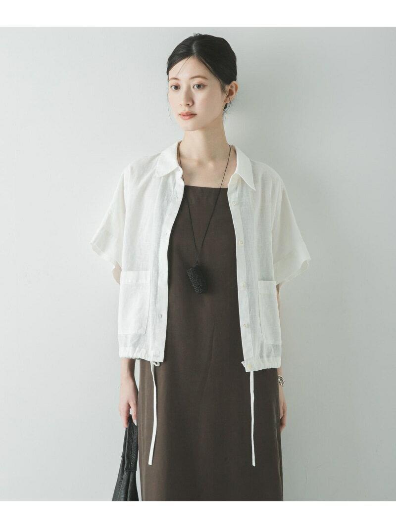 ラミーレーヨンハーフスリーブシャツ URBAN RESEARCH アーバンリサーチ トップス シャツ・ブラウス ネイビー ホワイト ベージュ【先行予約】*【送料無料】[Rakuten Fashion]