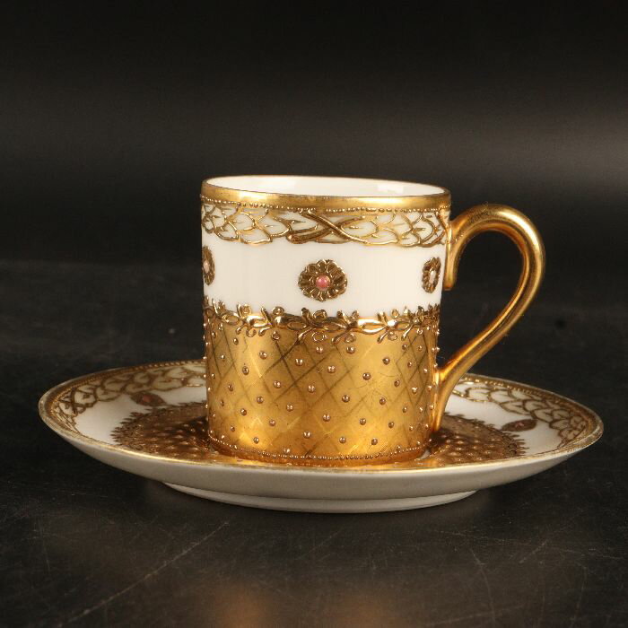 オールドノリタケ　マルキ印　金盛花紋 キャビネットカップ＆ソーサー　21/R-1807