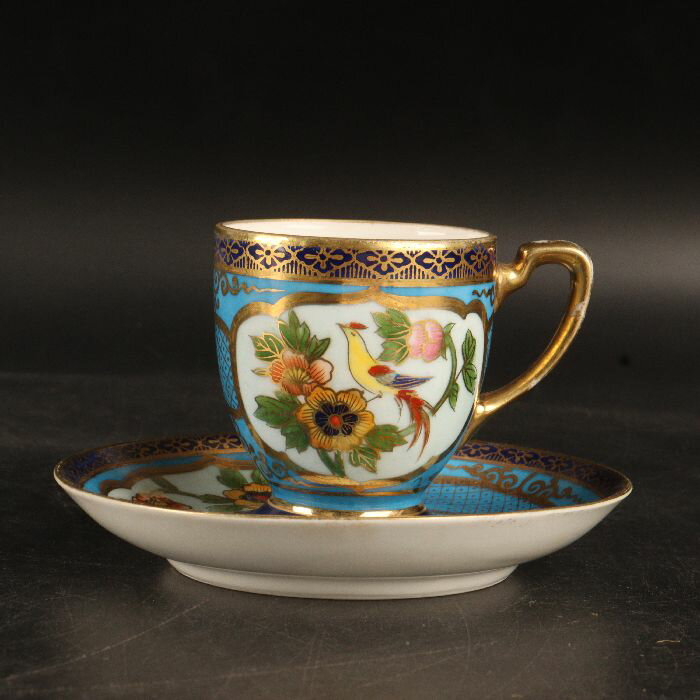 オールドノリタケ　金彩花鳥キャビネットカップ＆ソーサー　21/R-1813