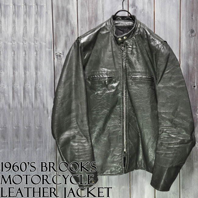Happyend ハッピーエンド 1960's Brooks MotorCycle LeatherJacket sz40 ビンテージ ブルックス シングル ライダース ジャケット ヴィンテージ　ミリタリー ブルゾン 本革 古着
