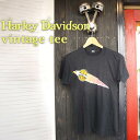 ajito HARLEY DAVIDSON VINTAGE TEE ハーレー ダヴィッドソン ロゴ ヴィンテージ イーグル Tシャツ バイカー ファッション ビンテージ 半袖 MOTORCYCLE モーターサイクル アメリカン 古着 レア Sサイズ メンズ ブラック 黒 HAPPYEND バイク ハーレーダビッドソン