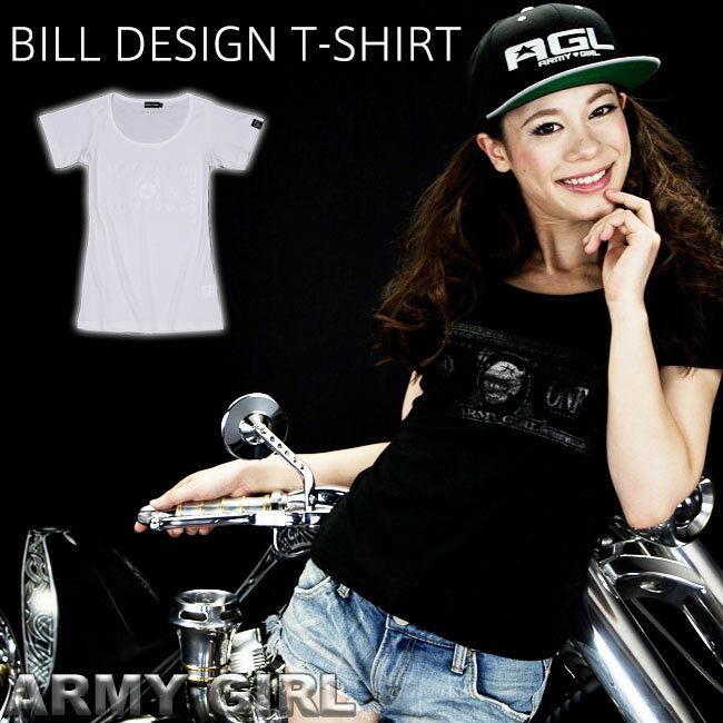 ARMY GIRL NO 006 BILL DESIGN T-SHIRT アーミーガール ロゴ 紙幣 マネー デザイン Tシャツ メンズ レディース ブラック ホワイト スカル ユニセックス カーファッション ポルシェ PORSCHE レースクイーン カー アパレル ハイクオリティ メイドインジャパン MADE IN JAPAN