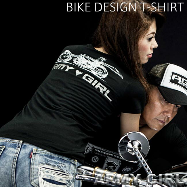 ARMY GIRL NO 008 BIKE DESIGN T-SHIRT アーミーガール ロゴ バイク デザイン Tシャツ メンズ レディース ブラック ホワイト スカル ユニセックス カーファッション ポルシェ PORSCHE レースクイーン カー アパレル ハイクオリティ メイドインジャパン MADE IN JAPAN