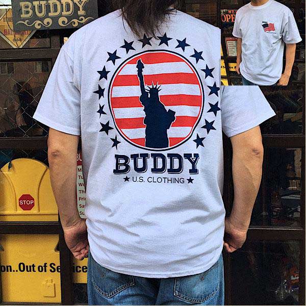 BUDDY フルーツオブザルーム BUDDY × FRUIT OF THE LOOM Statue of Liberty Tシャツ ホワイト 半袖 メンズ レディース ニューヨーク 自由の女神 アメカジ 0400290 0400291