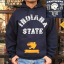 BUDDY オリジナルデザイン プルオーバーパーカー INDIANA STATE PANTHERS BUDDY オリジナル ヘビーウエイト プルオーバースウェットパーカー 12oz 裏起毛 アメカジ メンズ 長袖 フーディ