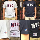 BUDDY bZ AX`bN ʒ RUSSELL ATHLETIC TVc NYC zCg lCr[ AJW S T-sh Y  NAVY WHITE