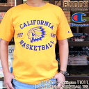 BUDDY × Champion CALIFORNIA BASKETBALL Tシャツ T1011 MADE IN U.S.A. 別注 アメリカ製 チャンピオン バディ アメカジ 黄色 イエロー ゴールド バディ 原宿 メンズ ストリート ファッション トップス ティーテンイレブン インディアン INDIAN