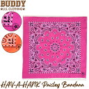 BUDDY 80年代 デッドストック HAV-A-HANK ハバハンク アメリカ製 バンダナ ペイズリー ビンテージ Made in U.S.A. ハンカチ ライトパープル ピンク オレンジ 80's ヴィンテージ キャンプ アウトドア グランピング サバゲー