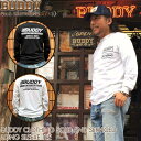 BUDDY オリジナル CLOTHING SOLD AND SERVICED ロングスリーブ Tシャツ バディ ホワイト ブラック 長袖 ヴィンテージ加工 アメカジ トップス 原宿 メンズ ストリート ファッション ライトニング カットソー トップス ロンT