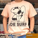 BUDDY×PEANUTS SNOOPY JOE COOL Tシャツ バディ スヌーピー JOE SURF 半袖 ピーナツ ジョー サーフ サーファー サーフィン アプリコット アメカジ トップス 原宿 メンズ レディース ストリート ファッション ライトニング キャラクター アメコミ XXS XS XL 男女兼用 別注