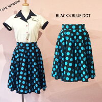SAVOYCLOTHINGBigDotCircularSkirtビッグドットプリントサーキュラースカートサヴォイクロージングパーティーロカビリーファッション原宿衣装サボイクロージングダンススウィングボトムレディースブラックピンクブルー