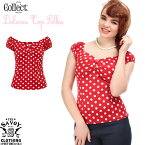 SAVOY CLOTHING COLLECTIF Dolores Top Polka コレクティフ ブラウス トップス カットソー 半袖 サヴォイクロージング ドット 水玉 レッド ロカビリー ファッション レディース 50's サボイクロージング 衣装 オフショル