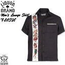 SAVOY CLOTHING LIQOR BRAND MEN'S SHIRTS FLASH サヴォイクロージング リカーブランド メンズ ラウンジシャツ フラッシュ タトゥーガール オープン シャツ ブラック 半袖 50'S 開襟 ロカビリー ファッション サボイクロージング 50年代