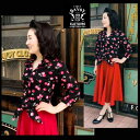 SAVOY CLOTHING Cherry Pattern Hemknot Blouse `F[p^[ O uEX  THCN[WO SVY-LSH115