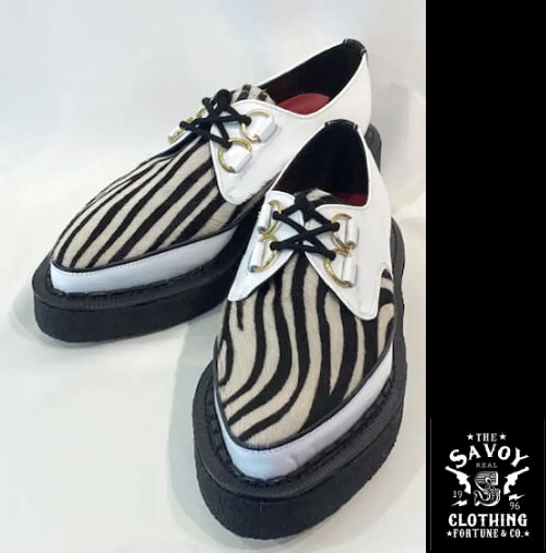 SAVOY CLOTHING Zebra Switch Creeper GEORGE COX × ROCK’N’ROLL ジョージコックス ロックンロール コラボ クリーパーシューズ サヴォイクロージング ゼブラ柄 ラバーソール CobblerNextDoor ファッション メンズ サボイクロージング