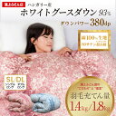 【2/15(土)10%OFFクーポン配布中】【送料無料】羽毛布団 シングル ダブルハンガリー産 冬 暖かい グース ダウン93% 増量1.4kg ダウンパワー3...