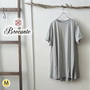 【セール40%】Brocante ブロカント とろみコットン半袖チュニックプルオーバー / とてもやわらかコットン使用 シンプル 深めスリット入り 半袖 普段使...