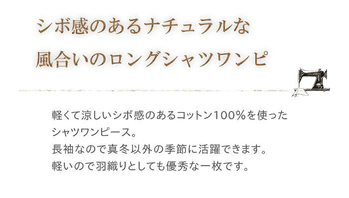 【セール40％】Dgy ディージーワイ しぼ感コットンロングワンピース レディース 長袖 シャツワンピース 綿100 前開き 重ね着 ナチュラル 大人カジュアル 春 夏 ◆ urala-10015470 urala-うらら-ナチュラル 服 靴 鞄 サンプル画像2