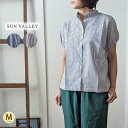 SUNVALLEY サンバレー ストライプ柄綿麻ワイドシャツブラウス / コットンリネン レディース ゆったり 前開き ナチュラル 大人カジュアル 春 夏 ◆