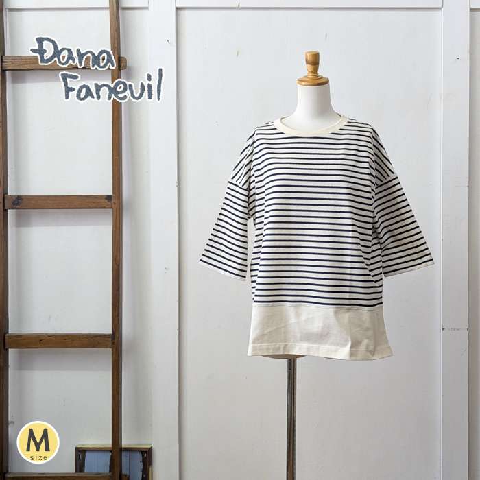 Rakuten - DANAFANEUIL ダナファヌル 大人ボーダーTシャツ ゆったりシルエット ドロップショルダー カジュアル 日本製 綿100% レディース