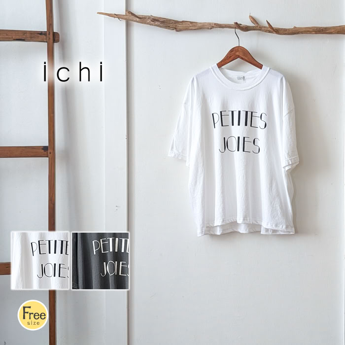 Rakuten - ICHI イチ メッセージロゴ刺繍Tシャツ 英字ロゴ クルーネック 綿100% 柔らか シンプル カジュアル 半袖 春夏 中国製 レディース