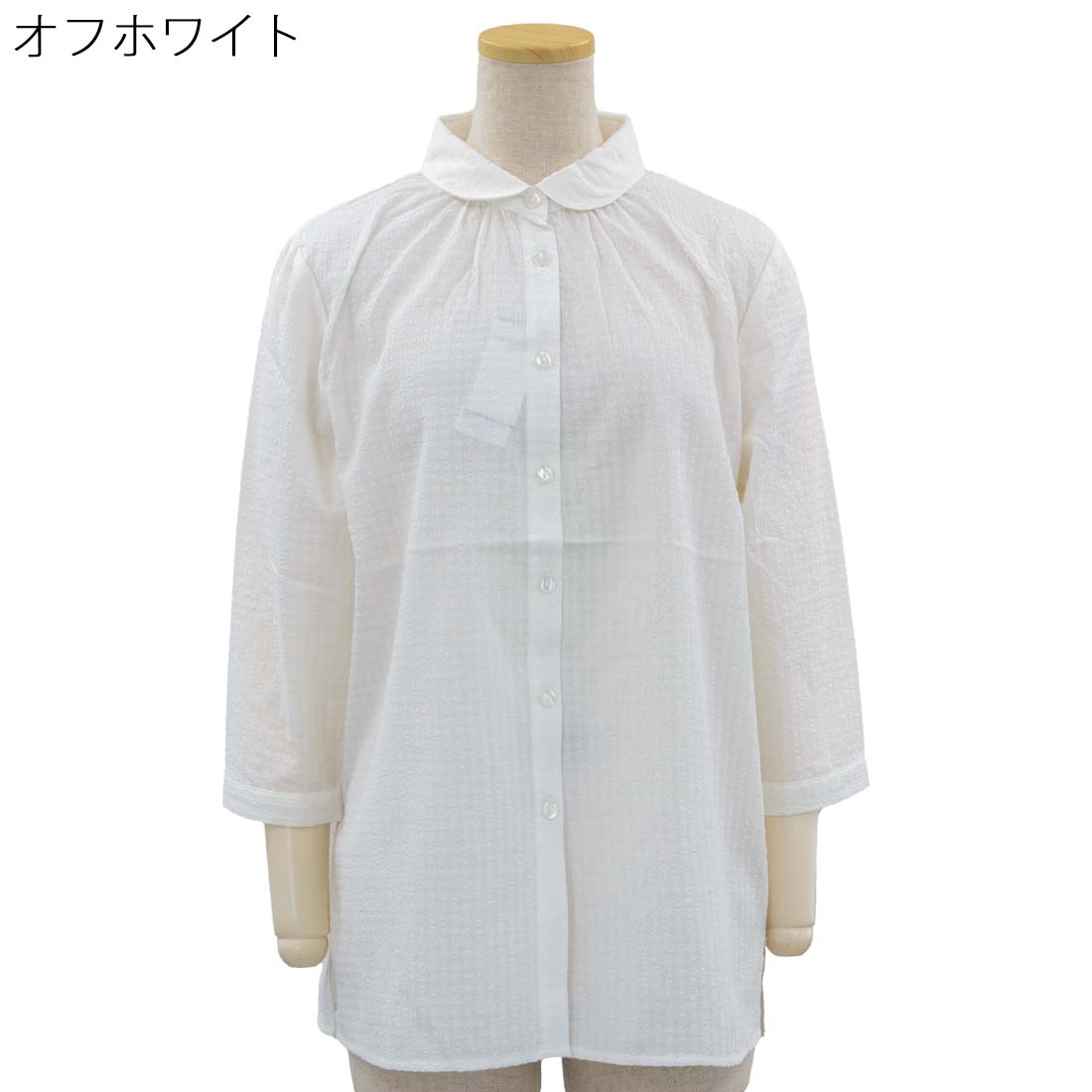 シニア 春夏 七分袖 ラウンドカラー チェック シャツ ブラウス 綿 トップス シニアファッション 婦人 レディース 70代 80代 90代 ギフト婦人服 高齢者 服装 おしゃれ おばあちゃん おすすめ 通販 介護 施設 名入れ urashima-10006804 おしゃれセンター うらしま サンプル画像2