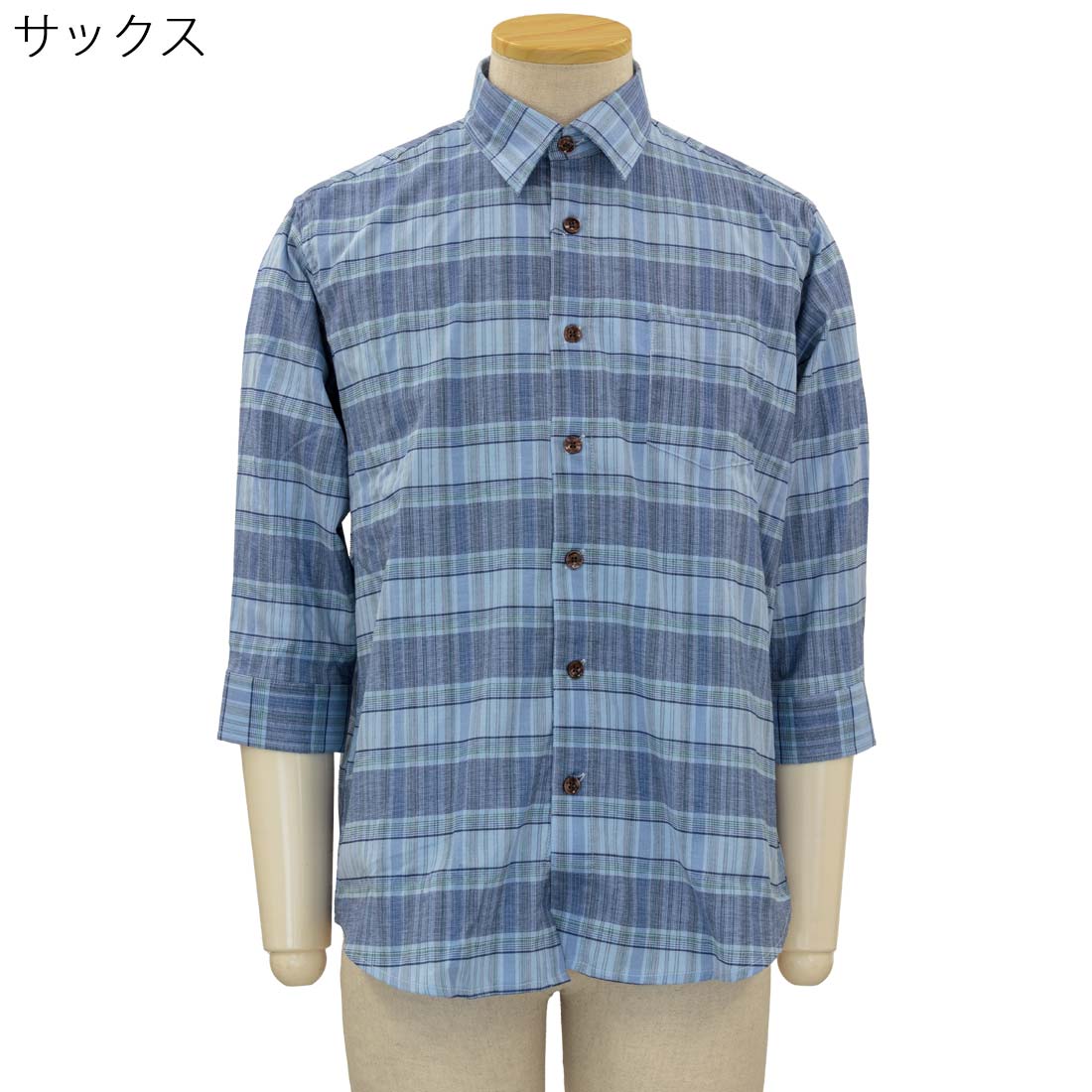 シニア 春夏 七分袖 しじら 楊柳 ななめボタンホール シャツ 涼しい シャツ トップス 紳士 シニアファッション 70代 80代 90代 ギフト紳士服 高齢者 服装 おしゃれ おじいちゃん おすすめ 通販 介護 施設 デイサービス 名入れ urashima-10006906 おしゃれセンター うらしま サンプル画像2