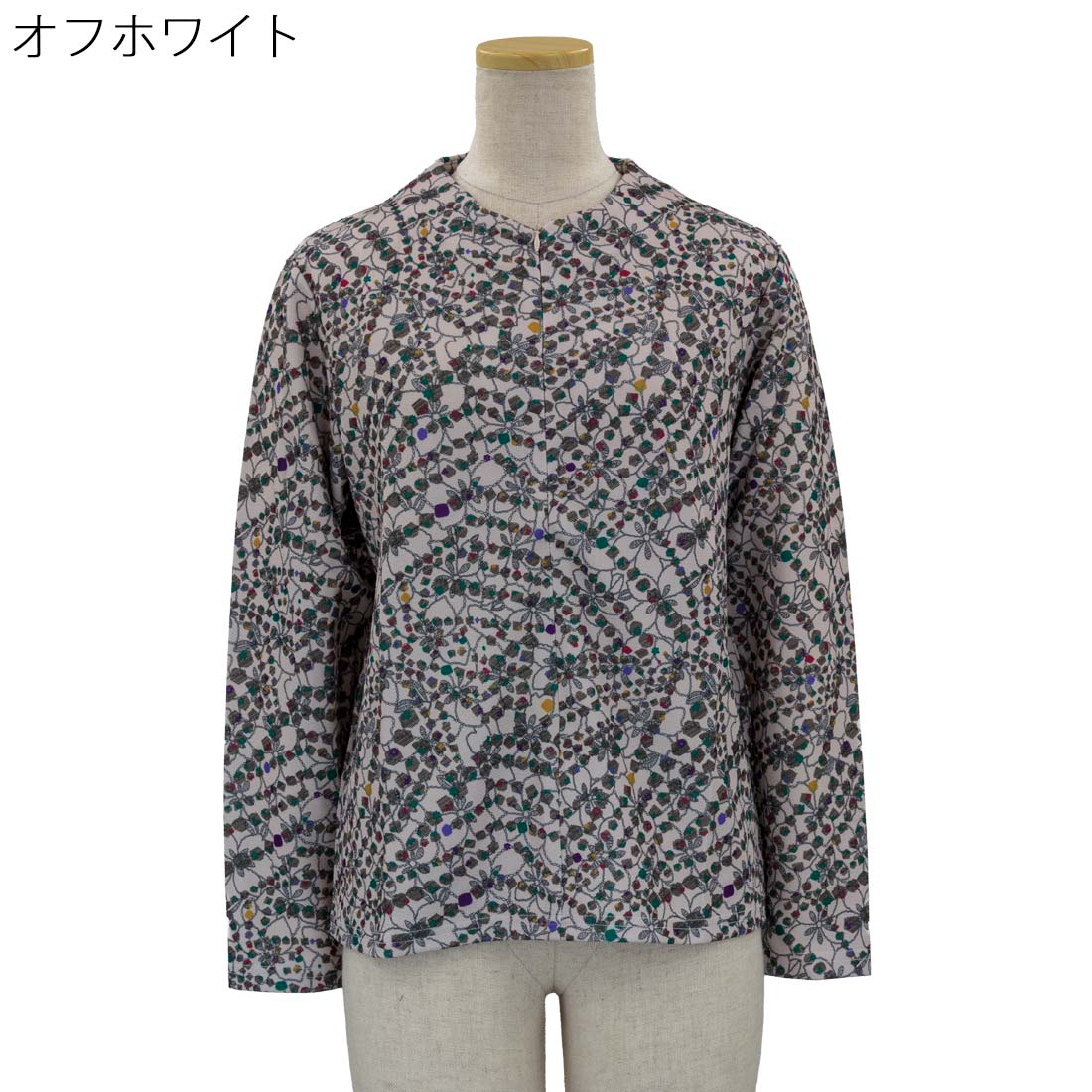 シニアファッション 秋冬 婦人 レディース ちりめん ロングファスナー ストレッチ カットソー Tシャツ 高齢者 70代 80代 90代 母の日 urashima-10007039 おしゃれセンター うらしま サンプル画像2