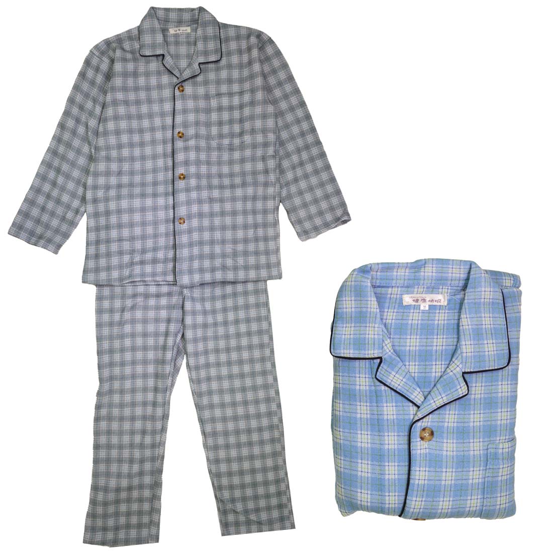 シニア、高齢者向け　紳士パジャマ、ねまき。入院や介護にもおしゃれセンターうらしまでは、シニアファッションに特化した幅広い品揃えを楽天市場内で提供しております。シニア向け衣料品や高齢者向けファッションアイテムをお探しの方にぴったりの商品を取り揃えております。シニアファッションブランドの快適なシニアウェアから、エイジングファッションに合ったスタイリッシュなシニアスタイルまで幅広くご用意しています。シニアファッションに特化した商品は、品質やデザインにもこだわっており、お客様のニーズにお応えすることを心掛けています。また、お名前の記入が必要な方には、無料で刺しゅう名入れサービスもご提供しております（一部対象外の商品もございます）。さらに、お届けする商品には無料のギフトラッピングも承っておりますので、おじいちゃんやおばあちゃんへのギフトや敬老の日、父の日、母の日、お誕生日祝い、還暦・喜寿・米寿・傘寿・白寿の特別な日々のプレゼントにもご利用いただけます。シニア世代の方々が快適に過ごせる衣類を提供し、シニアの方々がより豊かな日々を送るお手伝いをいたします。ぜひ、お気に入りの一着を見つけてください。商品詳細 ふんわりソフトで暖かい裏起毛素材の前開きパジャマ。 優しい肌触りのと保温性に優れた素材で着心地も○。 ■袖まわりゆったり ■身丈長めでかがんでも安心 ■横幅ゆったり ■股上深めでおなかがすっぽり サイズ 着丈 胸囲 肩幅 袖丈 ウエスト 股上 腿周り 股下 裾周り Mサイズ約74 約108 約51 約56約68約31約62 約69 約40 Lサイズ約77 約116 約54 約56.5約71約33約66 約70 約46 ※単位はcm ※上記サイズは当店平置き実寸サイズです。 素材 ポリエステル70% 綿30% 洗濯表示 生地の伸縮 あり 裏地 なし 生地の透け感 なし