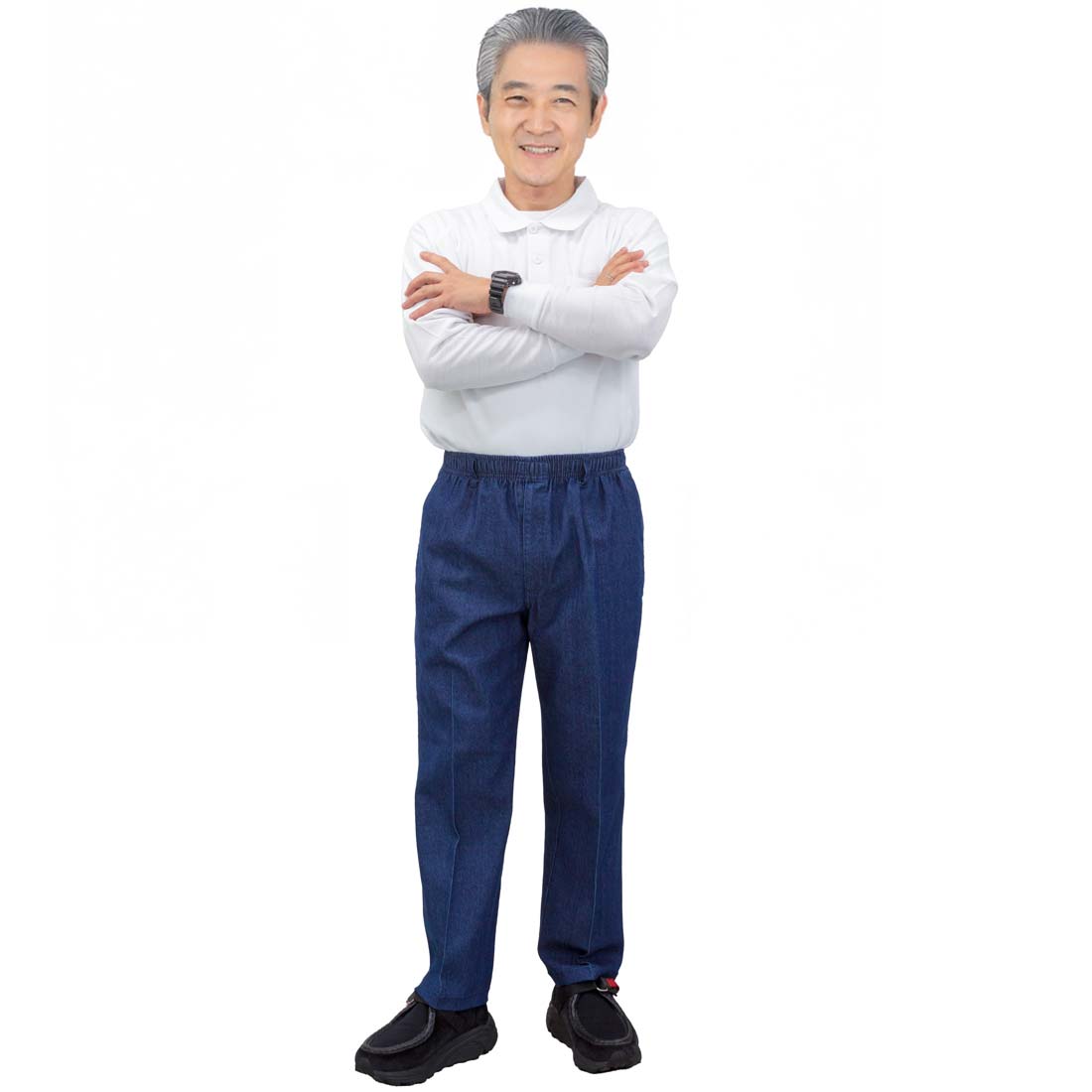 ストレッチ デニム 前ファスナー ウエストゴム●紳士 シニアファッション 通年 70代 80代 90代 大きいサイズ 春 秋 敬老の日 ジーパン 父の日 ゴム ズボン urashima-10001165 おしゃれセンター うらしま サンプル画像2