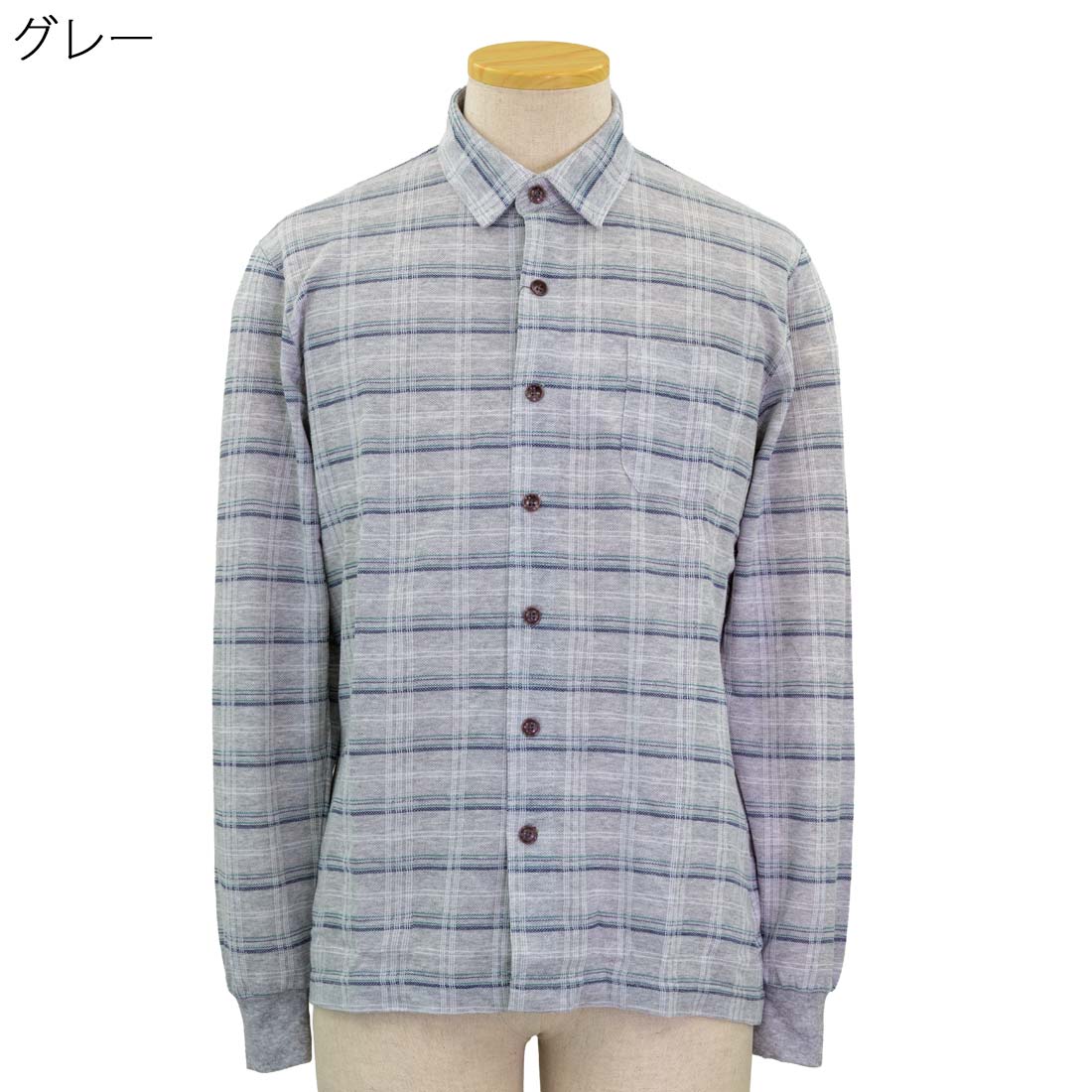 シニア 春夏 夏長袖 麻混 前開き ななめボタンホール ニットシャツ 涼しい シャツ 散歩・外出に最適 70代 80代 紳士用 カジュアル 部屋着 外出着 施設用 urashima-10007460 おしゃれセンター うらしま サンプル画像2