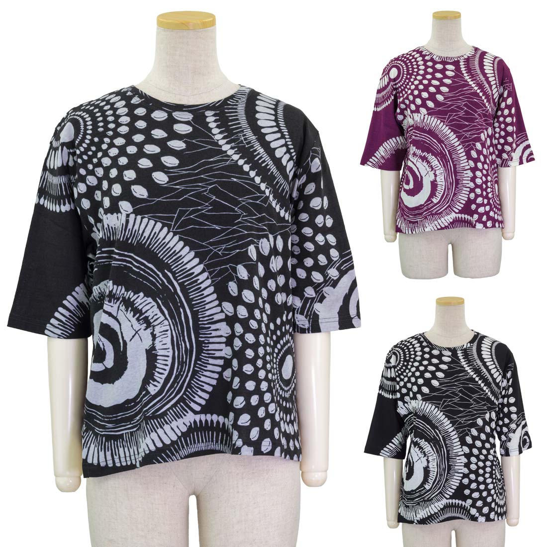 T-Shirts - シニアファッション 春夏 5分袖 強撚糸 カットソー Tシャツ 日本製 トップス 散歩・外出に最適 シニア 婦人 レディース 70代 80代 90代 ギフト 婦人服 高齢者 通販 介護 部屋着 外出着 施設用 名入れ