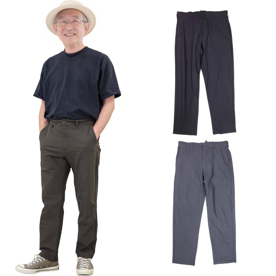 Rakuten - 接触冷感 エアトール ストレッチ ズボン 紳士 パンツ ボトムス 70代 80代 90代 通年 父の日 ゴム