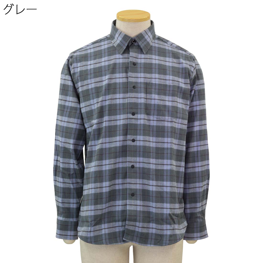 スナップボタン ワンタッチ ストレッチ ツイル カジュアル シャツ シニアファッション 秋冬 70代 80代 90代 おじいちゃん おすすめ 通販 介護 施設 デイサービス 名入れ 敬老の日 プレゼント urashima-10007590 おしゃれセンター うらしま サンプル画像2