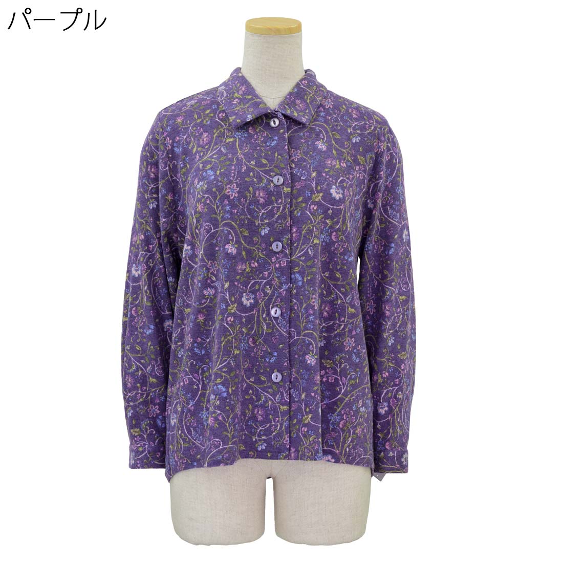 ストレッチ ワンタッチ マジックテープ 後ろ身頃 ゆったり プリント ブラウス 日本製 秋冬 レディース シニア 70代 80代 90代 服 高齢者 女性 普段着 部屋着 お年寄り おしゃれ着 外出着 婦人 敬老の日 母の日 シニアファッション urashima-10007582 おしゃれセンター うらしま サンプル画像2