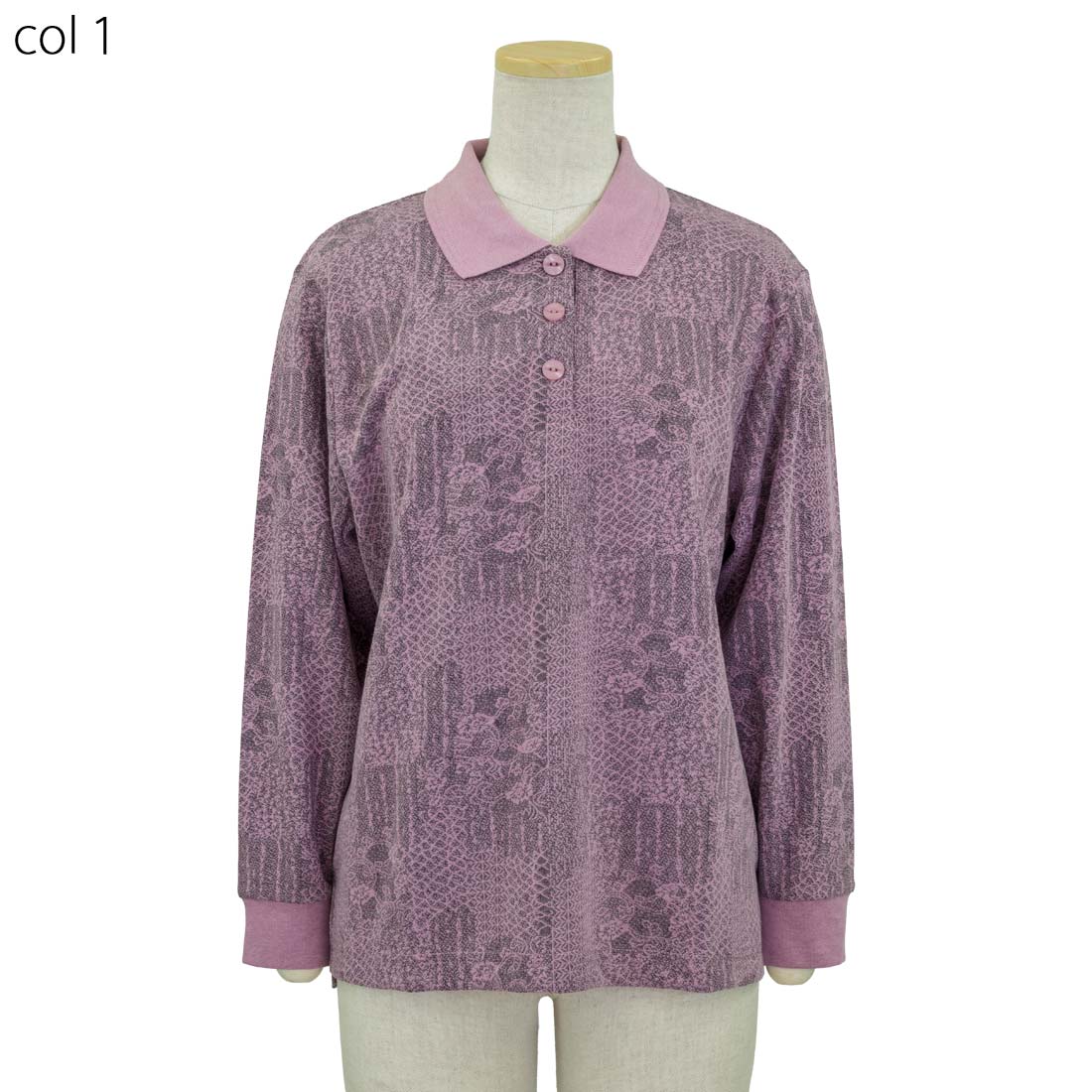 長袖 ジャガード ポロシャツ シニアファッション 秋冬 婦人 レディース シニアLC ●トップス ギフト 高齢者 70代 80代 老人 高齢者 介護向け 90代 施設 介護 お年寄り 高齢者 LC 敬老の日 urashima-10007607 おしゃれセンター うらしま サンプル画像2